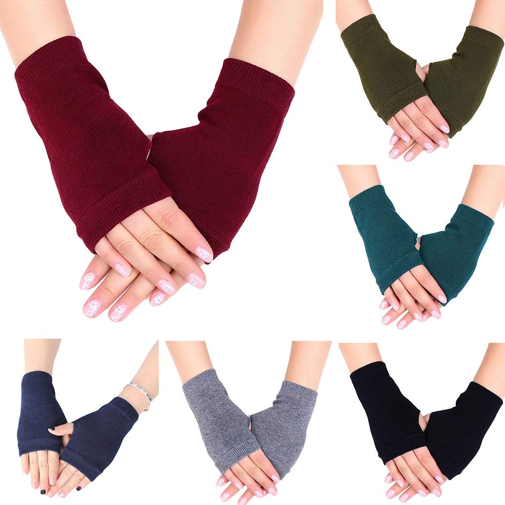 Amazon.co.jp: BHKOXI ユニセックス コットン ニット 指なし手袋 無地
